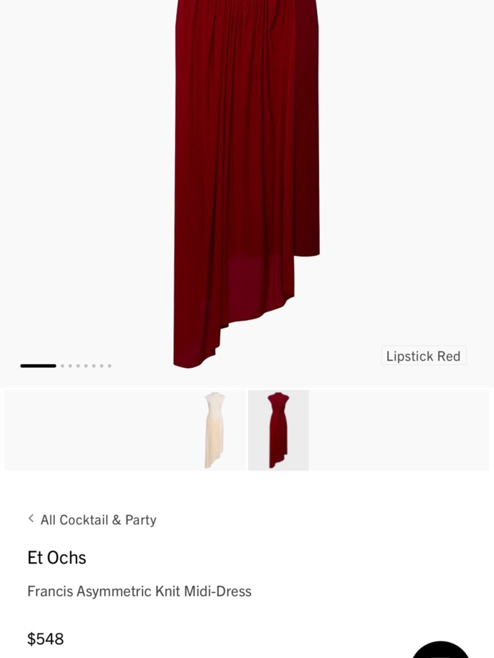 Et Ochs Lipstick Red Francis Asymmetric Knit Midi Dress